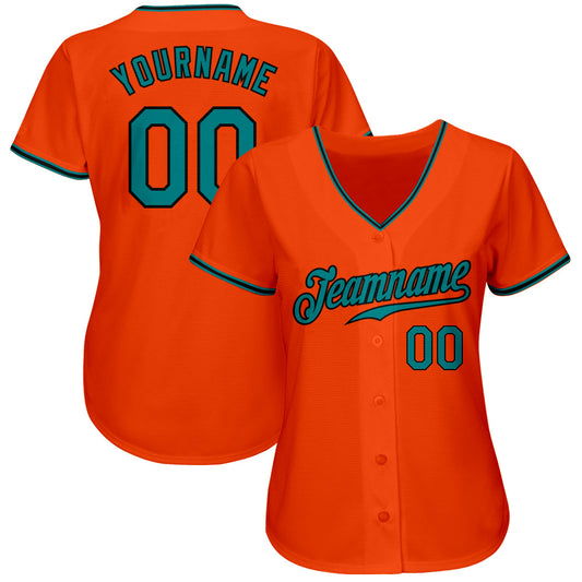 Custom Orange Teal-Black Authentic Baseball Jersey - Sky-Custom