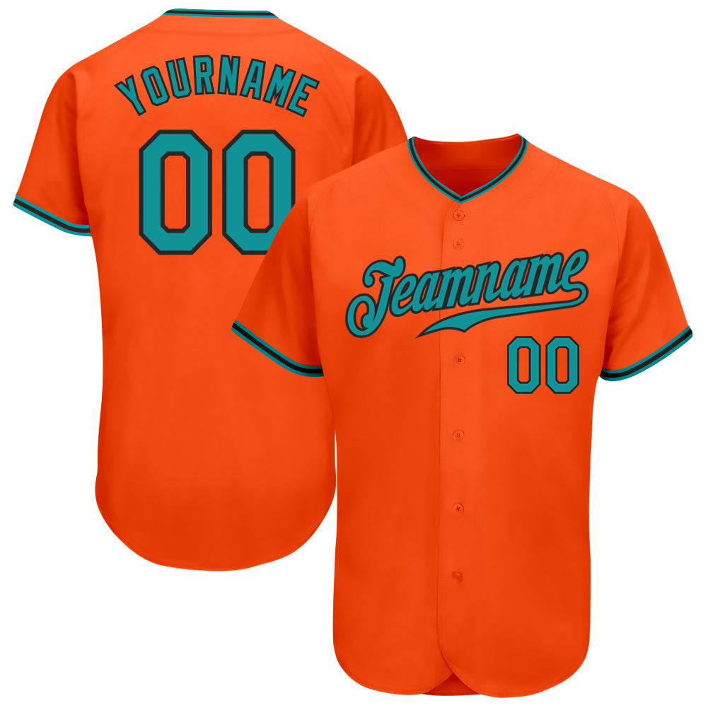 Custom Orange Teal-Black Authentic Baseball Jersey - Sky-Custom