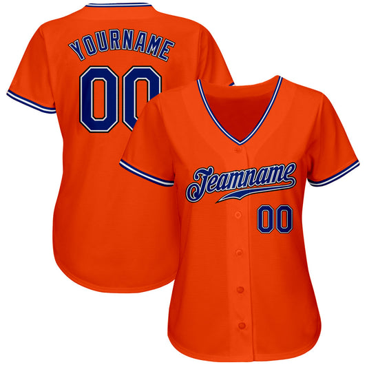 Custom Orange Royal-Black Authentic Baseball Jersey - Sky-Custom