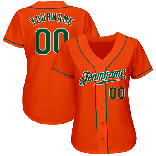 Custom Orange Kelly Green-White Authentic Baseball Jersey - Sky-Custom