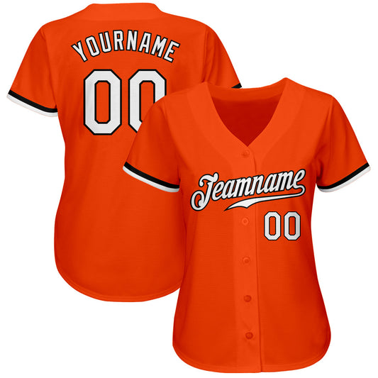 Custom Orange White-Black Authentic Baseball Jersey - Sky-Custom