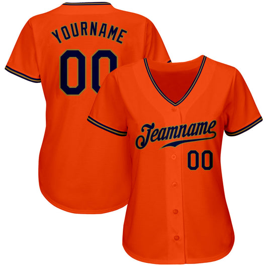 Custom Orange Navy-Old Gold Authentic Baseball Jersey - Sky-Custom