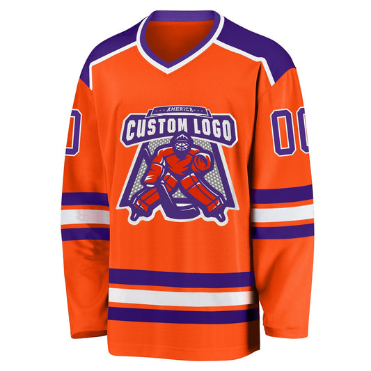 Custom Orange Purple-White Hockey Jersey - Sky-Custom