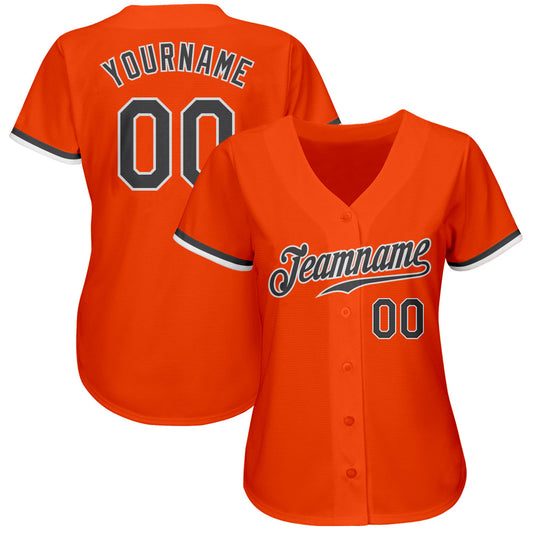 Custom Orange Steel Gray-White Authentic Baseball Jersey - Sky-Custom