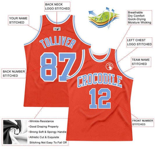 Custom Orange Light Blue-White Authentic Throwback Basketball Jersey - Sky-Custom