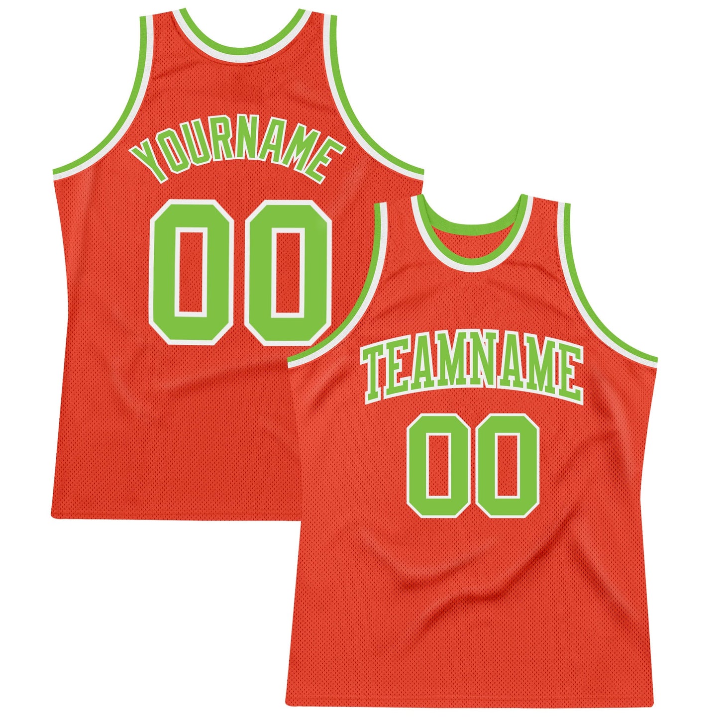 Custom Orange Neon Green-White Authentic Throwback Basketball Jersey - Sky-Custom
