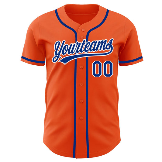 Custom Orange Royal-White Authentic Baseball Jersey - Sky-Custom