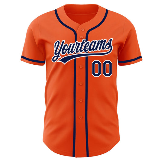 Custom Orange Navy-White Authentic Baseball Jersey - Sky-Custom