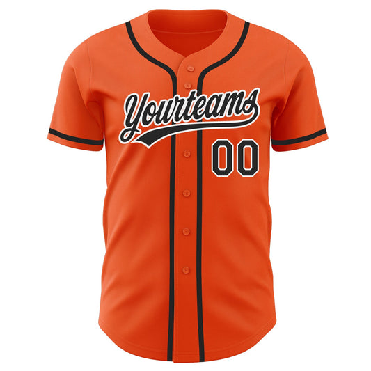 Custom Orange Black-White Authentic Baseball Jersey - Sky-Custom
