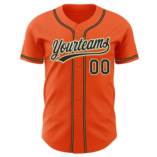 Custom Orange Black Cream-Old Gold Authentic Baseball Jersey - Sky-Custom
