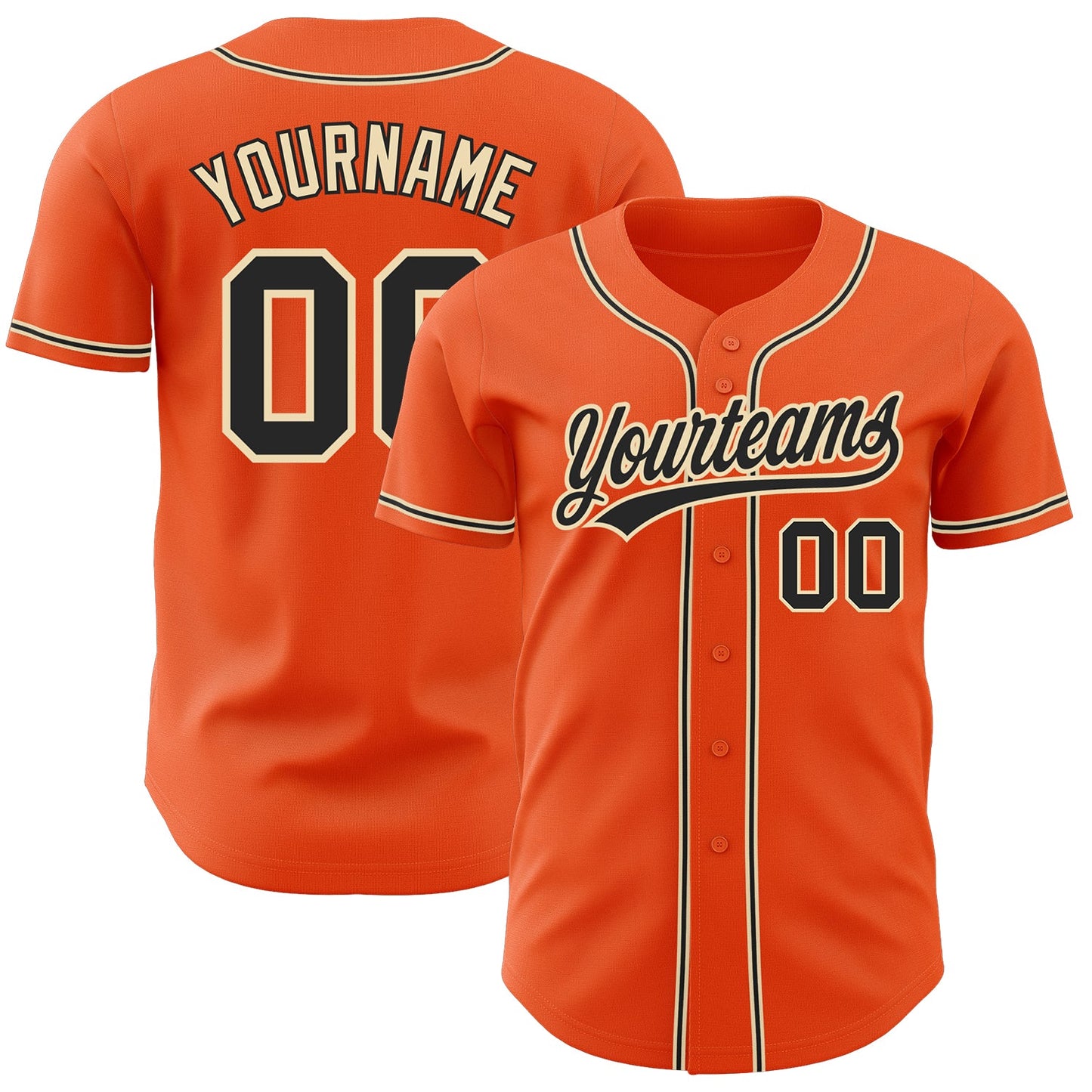 Custom Orange Black-City Cream Authentic Baseball Jersey - Sky-Custom