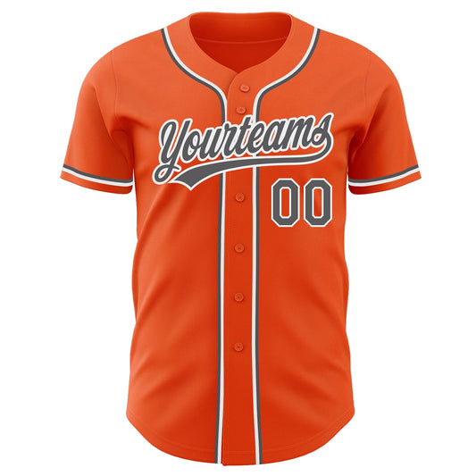 Custom Orange Steel Gray-White Authentic Baseball Jersey - Sky-Custom