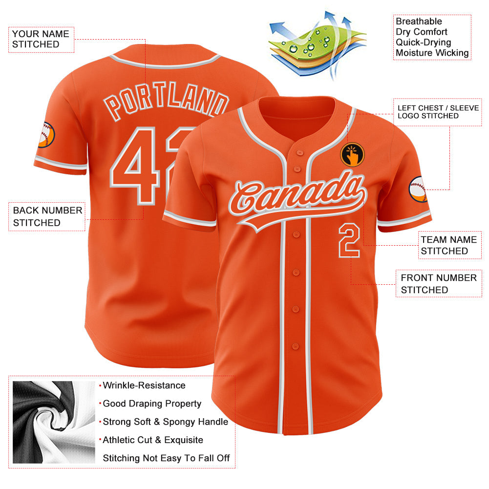 Custom Orange Orange-Gray Authentic Baseball Jersey - Sky-Custom