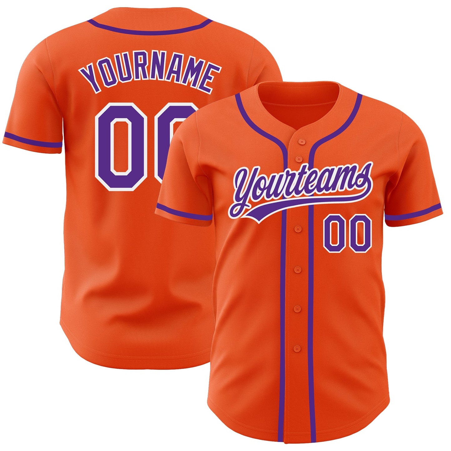 Custom Orange Purple-White Authentic Baseball Jersey - Sky-Custom