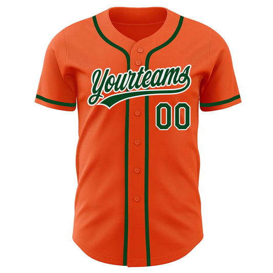 Custom Orange Green-White Authentic Baseball Jersey - Sky-Custom