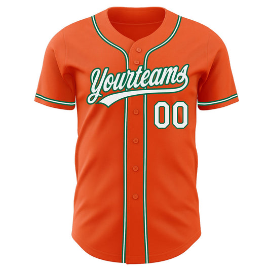 Custom Orange White-Kelly Green Authentic Baseball Jersey - Sky-Custom