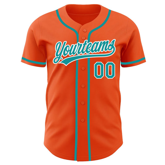Custom Orange Teal-White Authentic Baseball Jersey - Sky-Custom