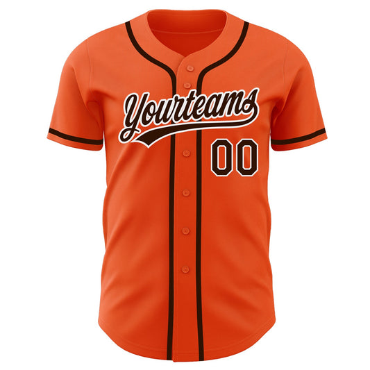 Custom Orange Brown-White Authentic Baseball Jersey - Sky-Custom