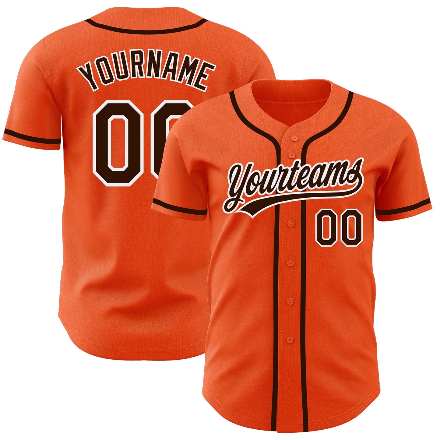 Custom Orange Brown-White Authentic Baseball Jersey - Sky-Custom