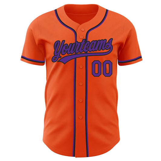 Custom Orange Purple-Black Authentic Baseball Jersey - Sky-Custom