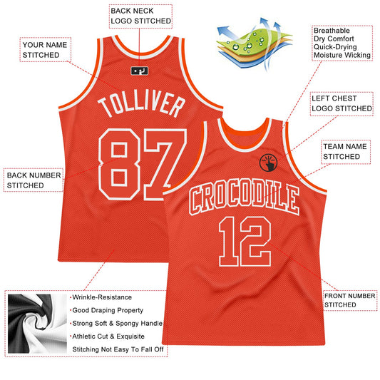 Custom Orange Orange-White Authentic Throwback Basketball Jersey - Sky-Custom
