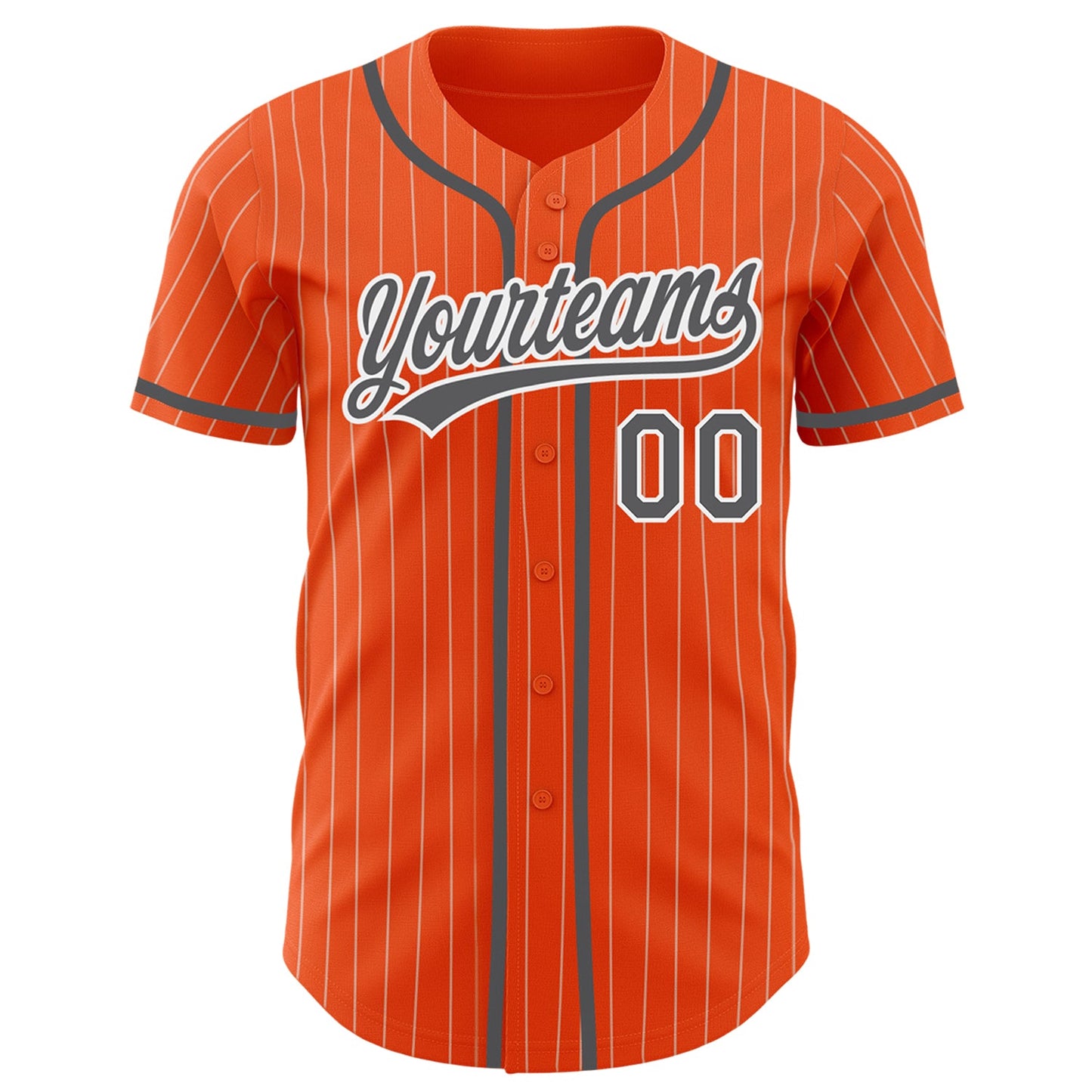 Custom Orange White Pinstripe Steel Gray Authentic Baseball Jersey - Sky-Custom