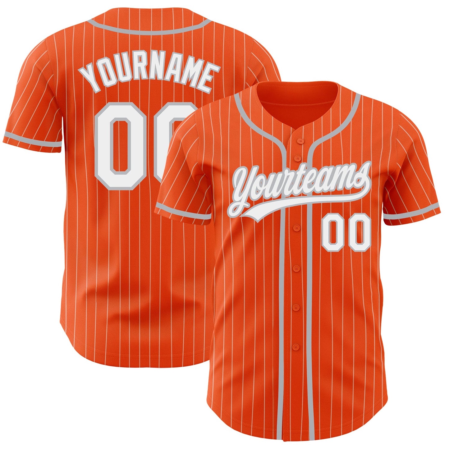 Custom Orange White Pinstripe Gray Authentic Baseball Jersey - Sky-Custom
