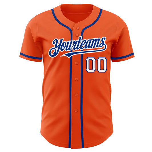 Custom Orange Royal-White Authentic Baseball Jersey - Sky-Custom
