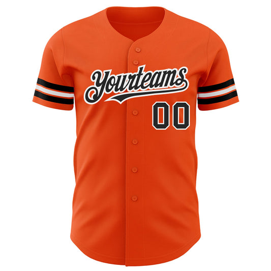 Custom Orange Black-White Authentic Baseball Jersey - Sky-Custom
