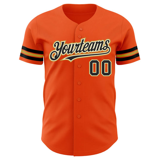 Custom Orange Black Cream-Old Gold Authentic Baseball Jersey - Sky-Custom