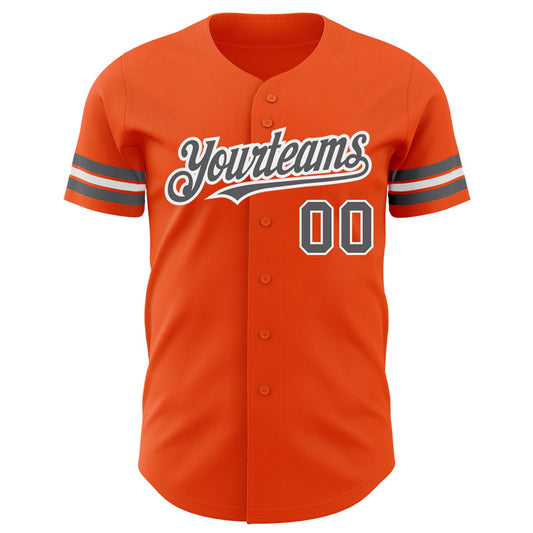 Custom Orange Steel Gray-White Authentic Baseball Jersey - Sky-Custom