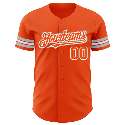 Custom Orange White-Gray Authentic Baseball Jersey - Sky-Custom