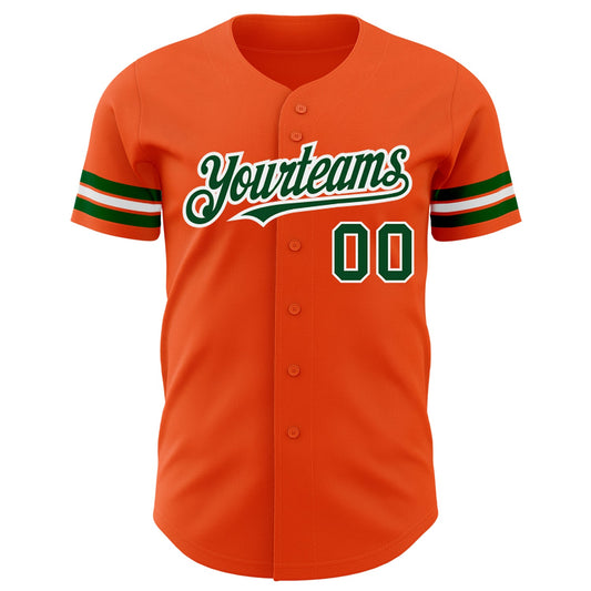 Custom Orange Green-White Authentic Baseball Jersey - Sky-Custom