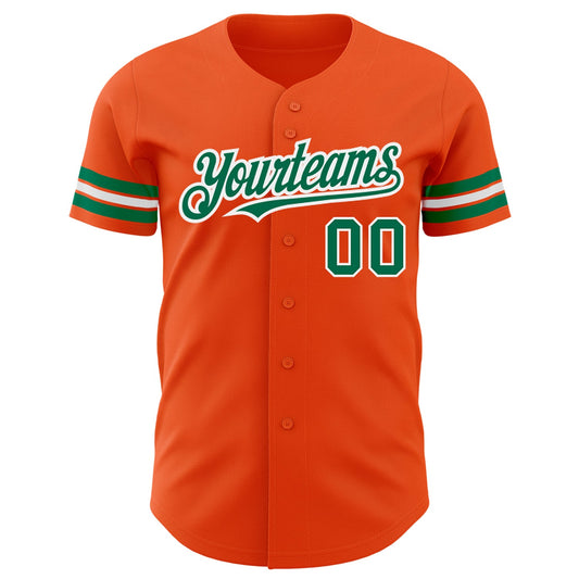 Custom Orange Kelly Green-White Authentic Baseball Jersey - Sky-Custom