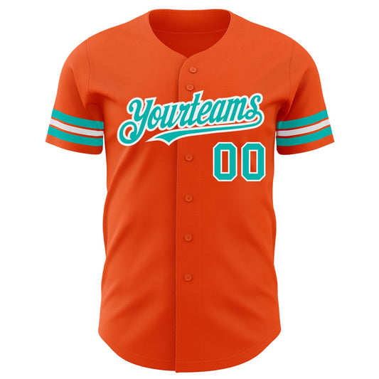 Custom Orange Aqua-White Authentic Baseball Jersey - Sky-Custom