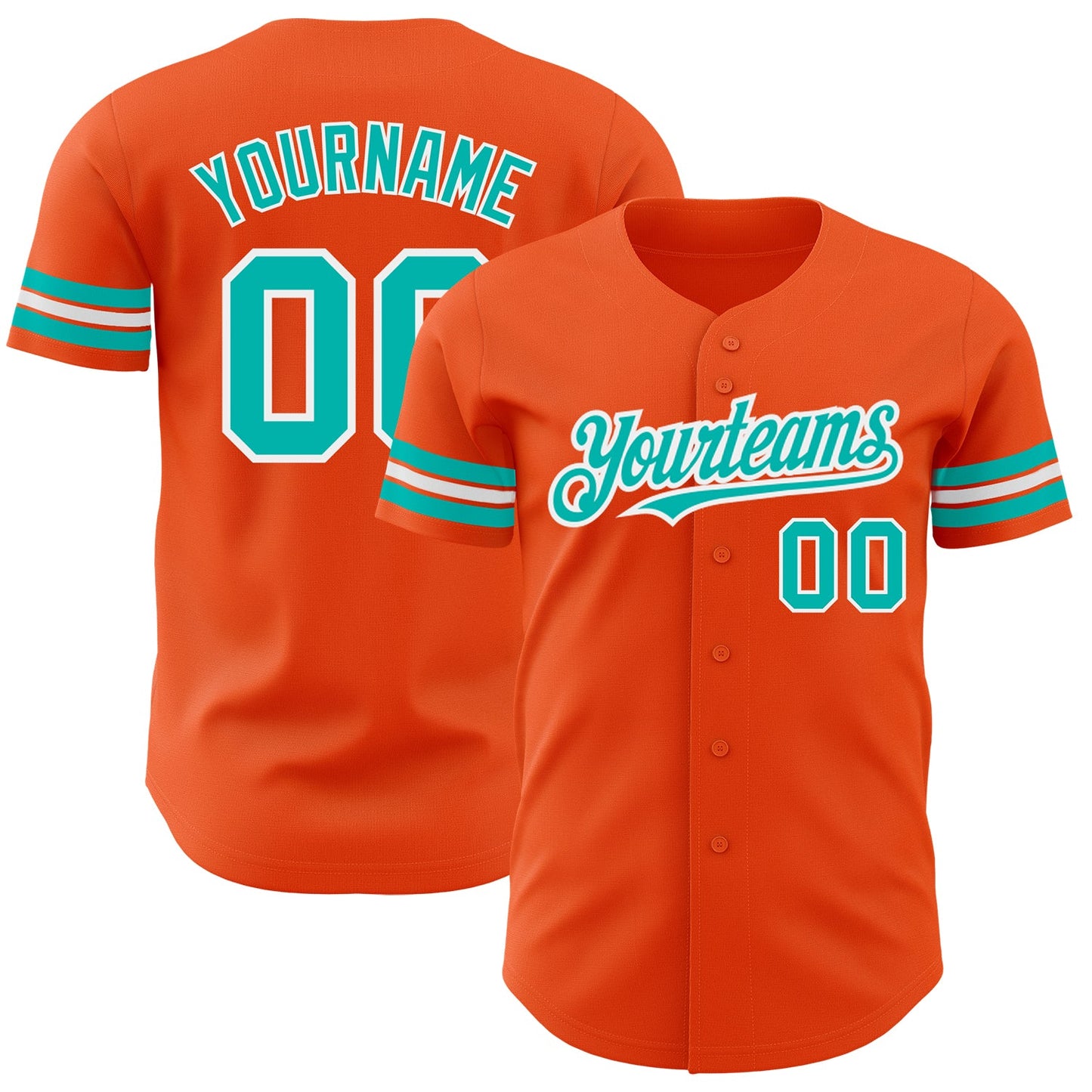 Custom Orange Aqua-White Authentic Baseball Jersey - Sky-Custom