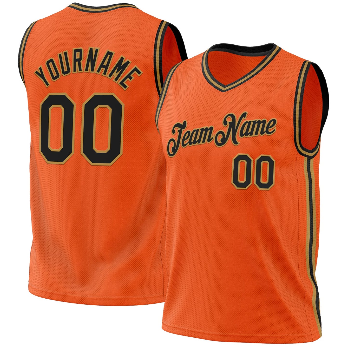 Custom Orange Black-Old Gold Authentic Throwback Basketball Jersey - Sky-Custom