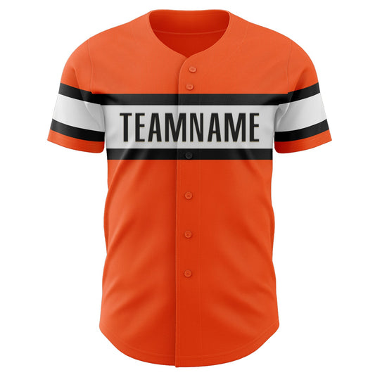 Custom Orange Black-White Authentic Baseball Jersey - Sky-Custom