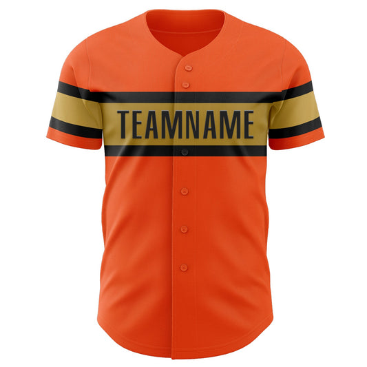 Custom Orange Black-Old Gold Authentic Baseball Jersey - Sky-Custom