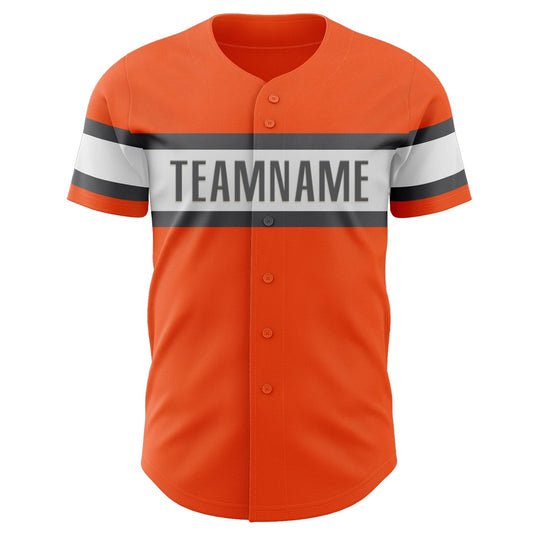 Custom Orange Steel Gray-White Authentic Baseball Jersey - Sky-Custom