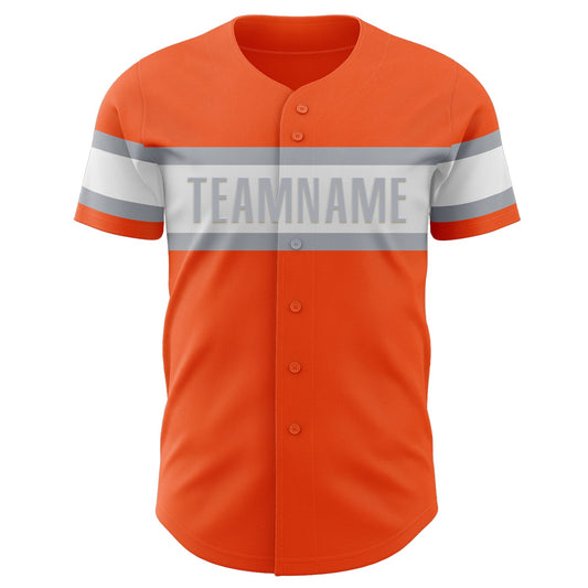 Custom Orange White-Gray Authentic Baseball Jersey - Sky-Custom