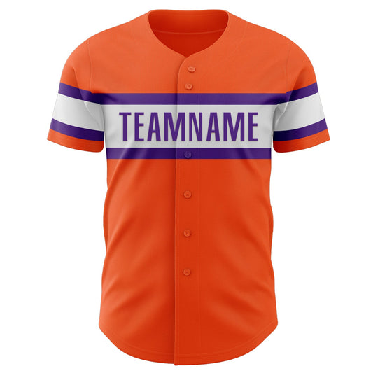 Custom Orange Purple-White Authentic Baseball Jersey - Sky-Custom