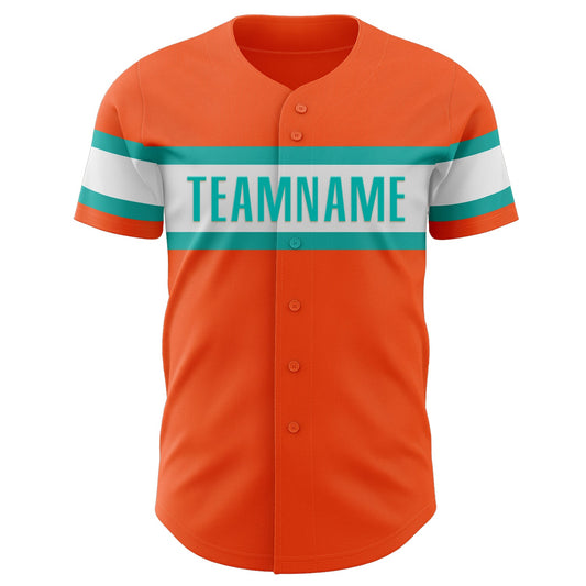 Custom Orange Aqua-White Authentic Baseball Jersey - Sky-Custom