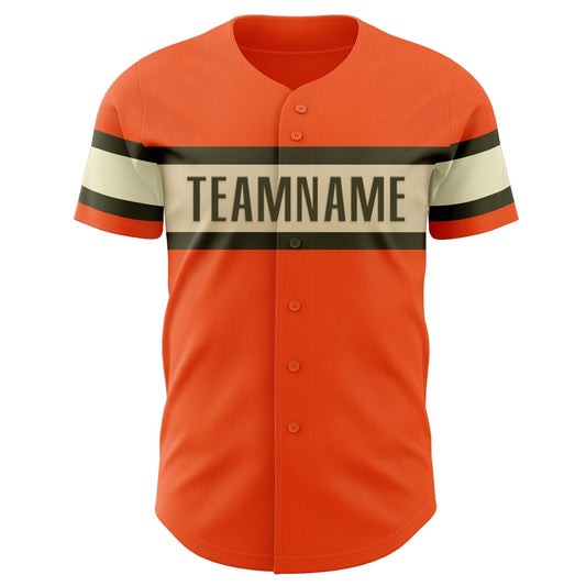 Custom Orange Olive-Cream Authentic Baseball Jersey - Sky-Custom