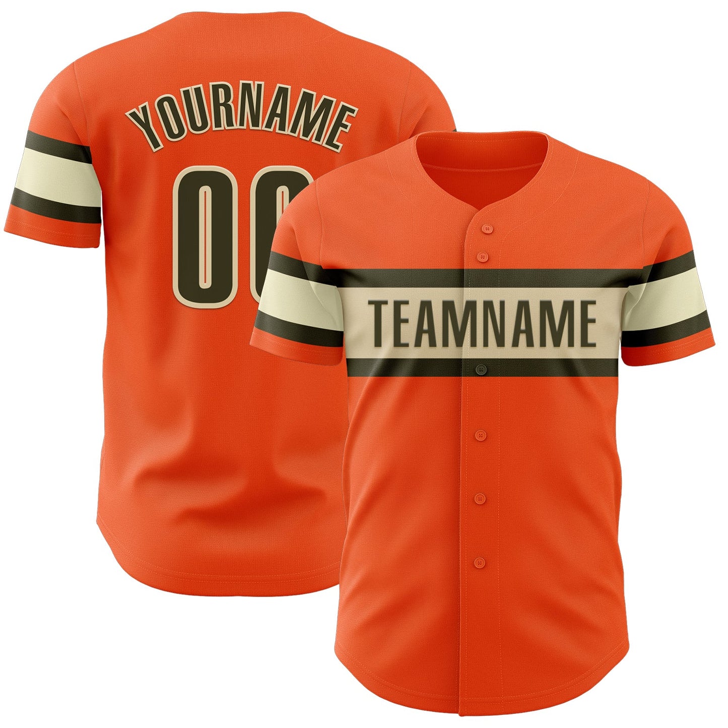 Custom Orange Olive-Cream Authentic Baseball Jersey - Sky-Custom