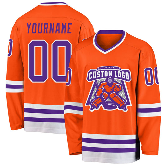 Custom Orange Purple-White Hockey Jersey - Sky-Custom
