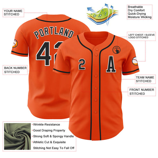 Custom Orange Black-White Authentic Baseball Jersey - Sky-Custom