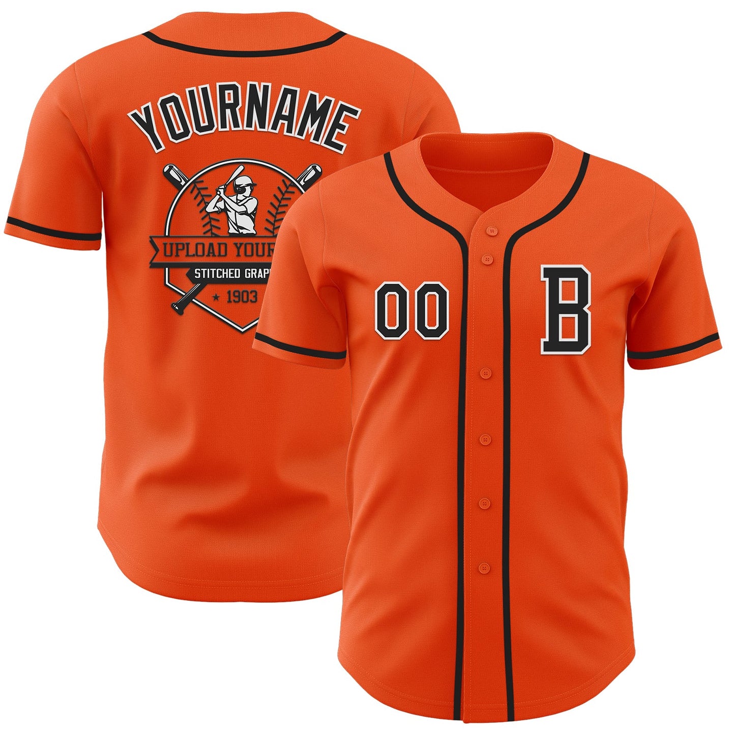 Custom Orange Black-White Authentic Baseball Jersey - Sky-Custom