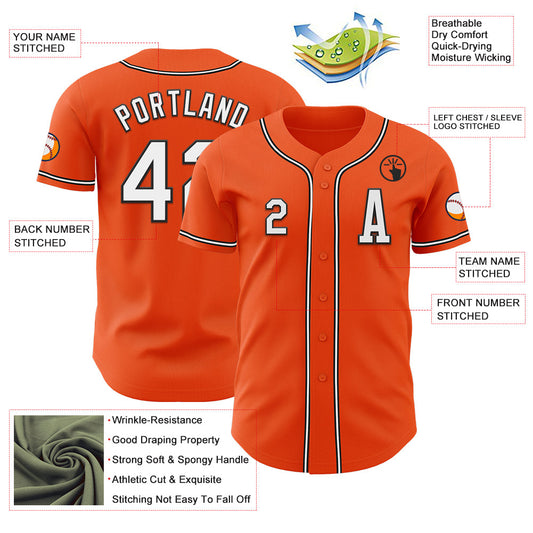 Custom Orange White-Black Authentic Baseball Jersey - Sky-Custom
