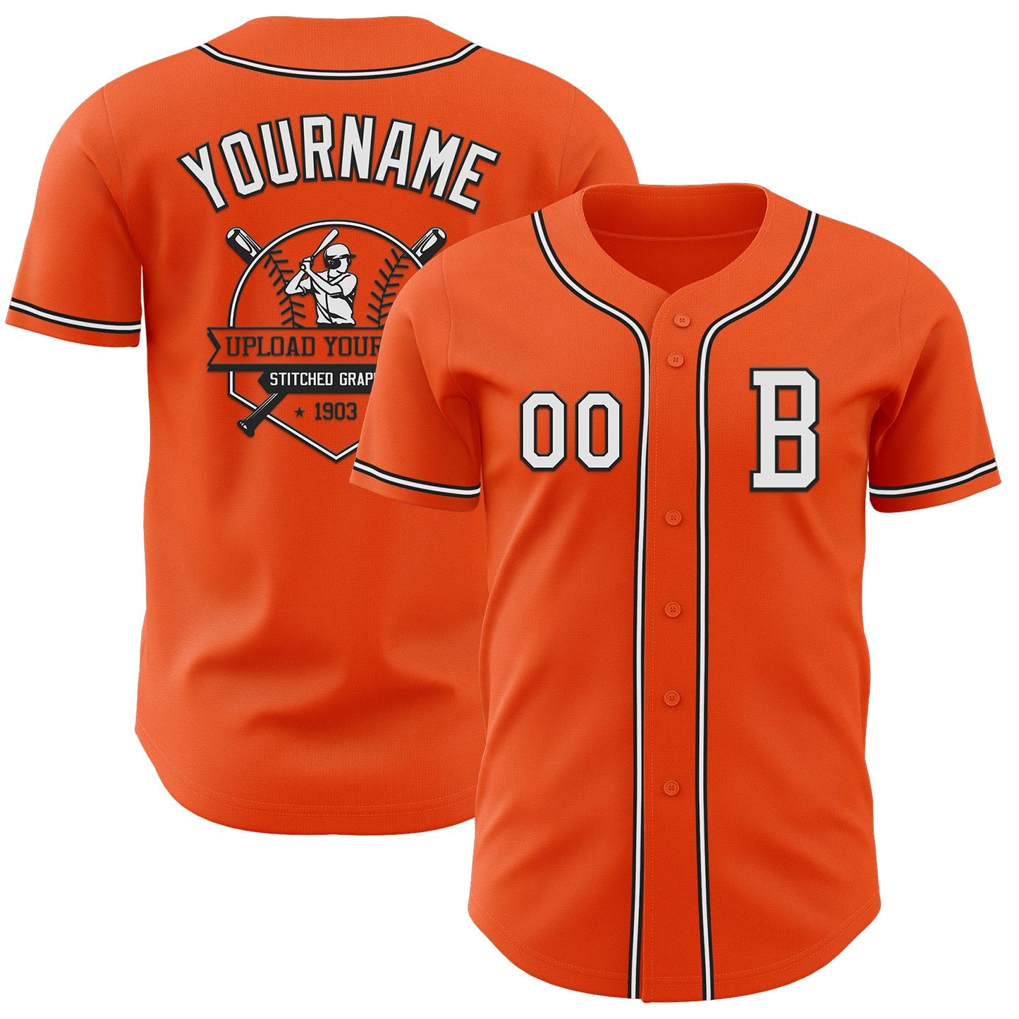 Custom Orange White-Black Authentic Baseball Jersey - Sky-Custom